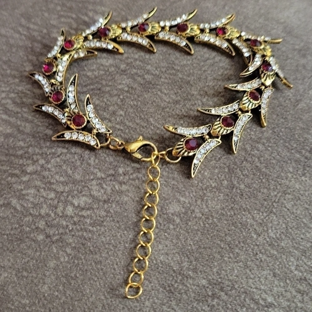 Antique Art Nouveau Crystal Fishtail Tennis Bracelet